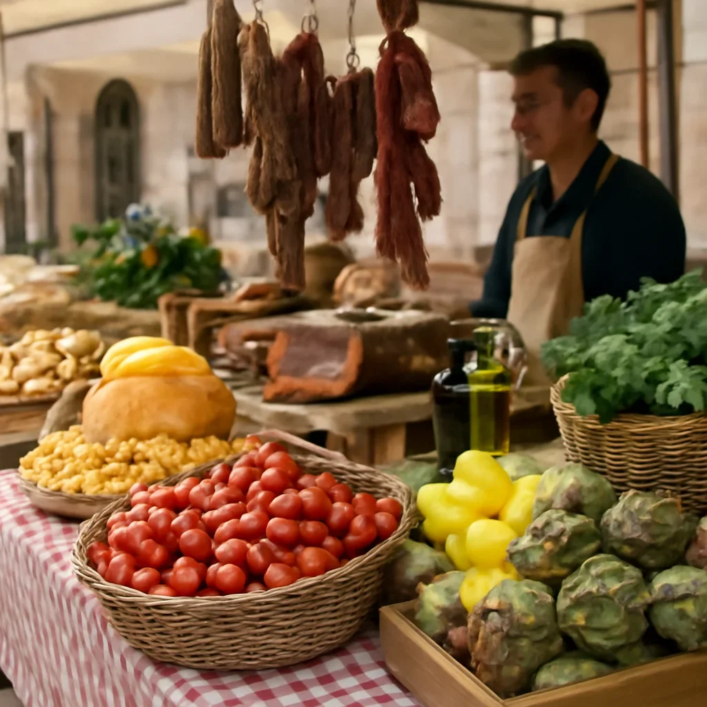 Local food and market details from Italy
