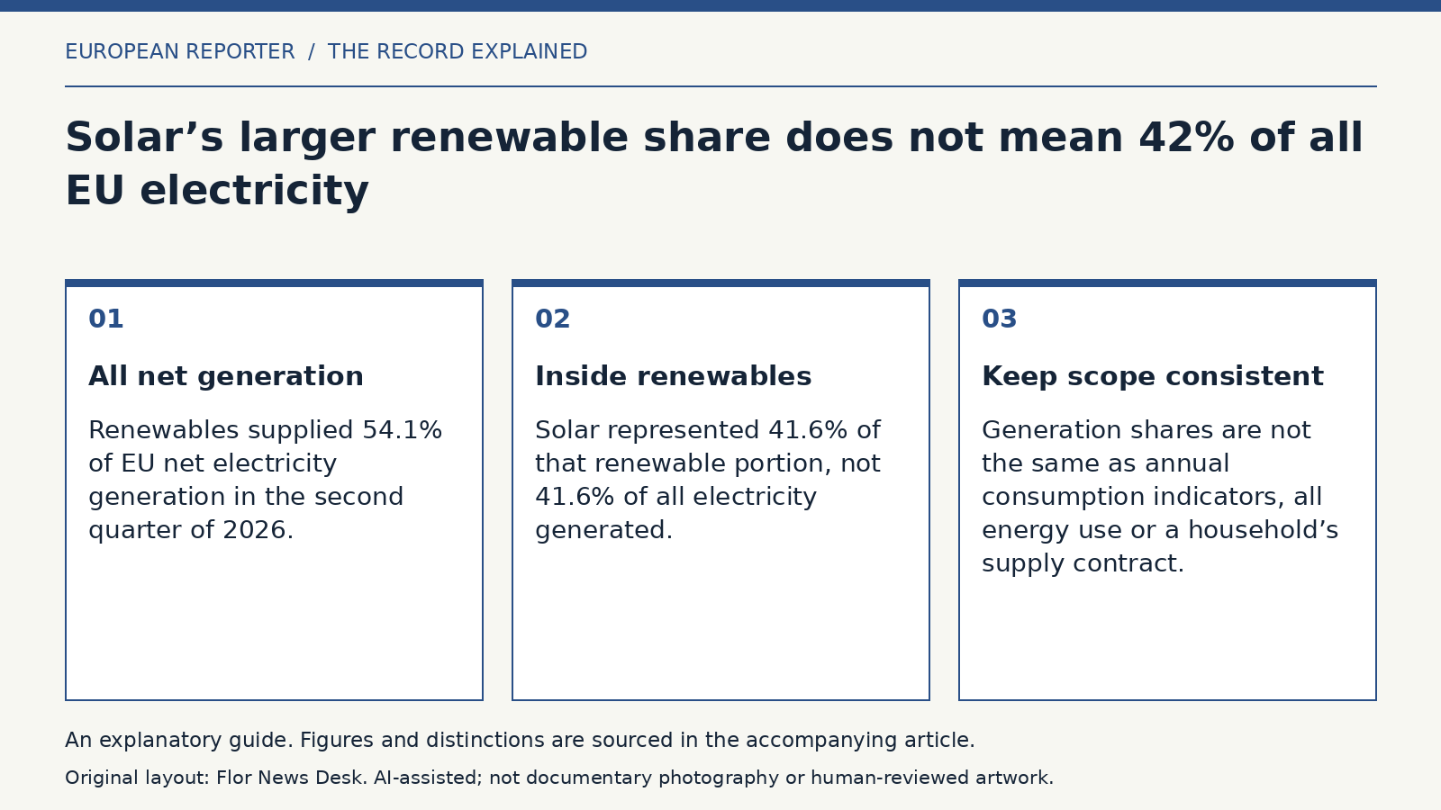 Explanatory diagram: All net generation; Inside renewables; Keep scope consistent.