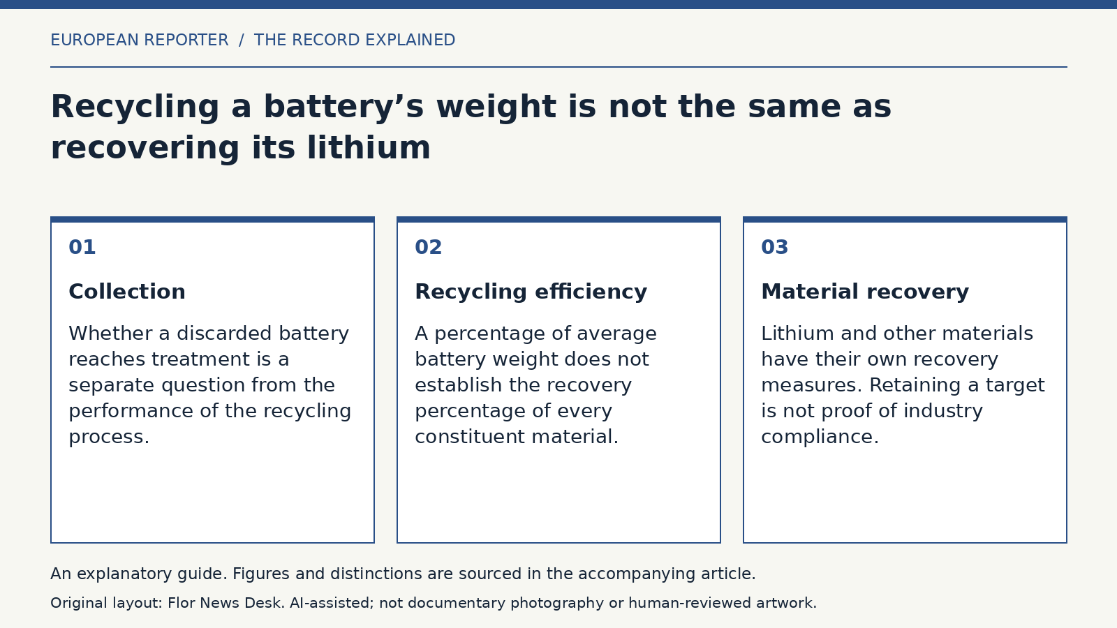 Explanatory diagram: Collection; Recycling efficiency; Material recovery.