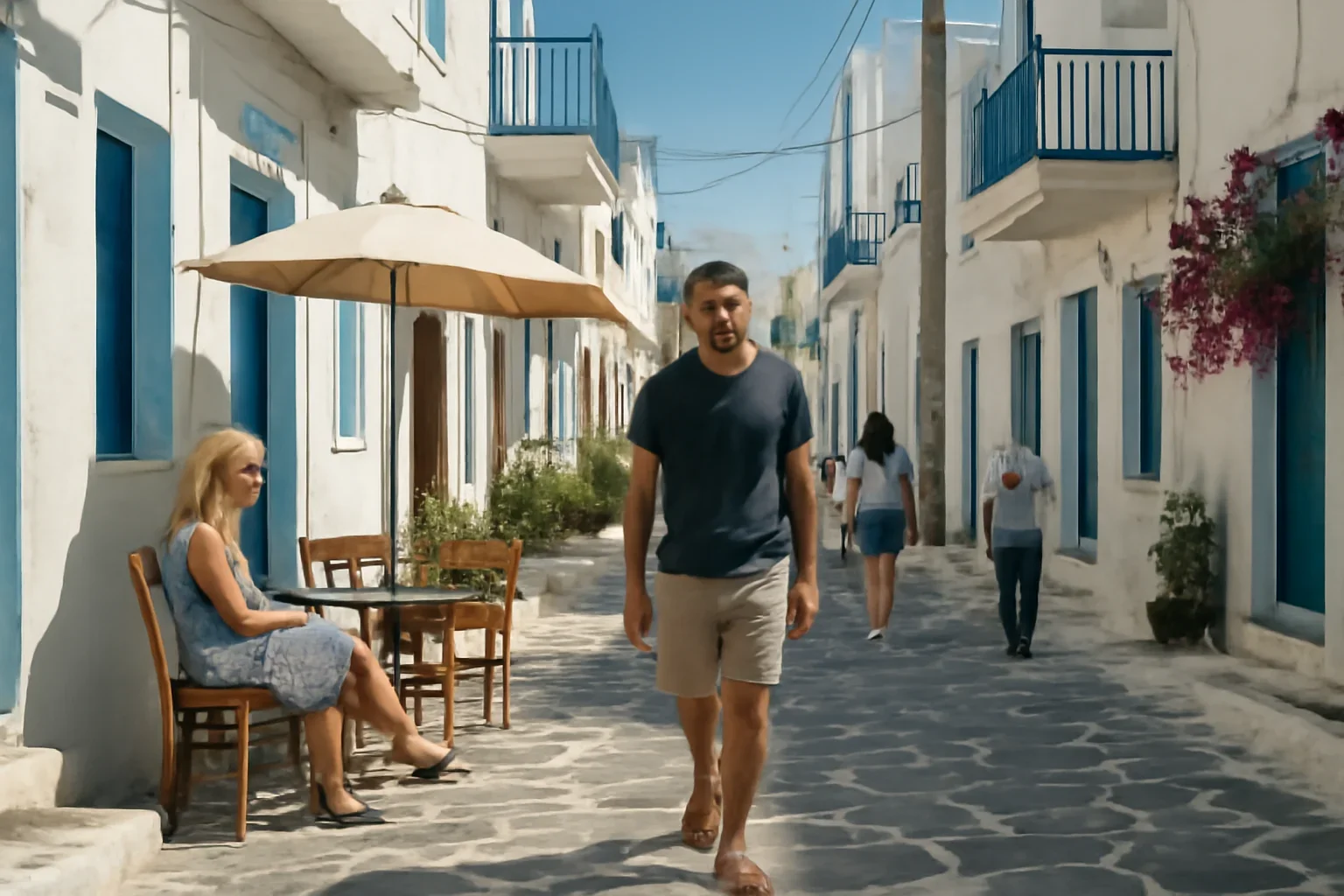 Street scene that captures everyday atmosphere in Greece