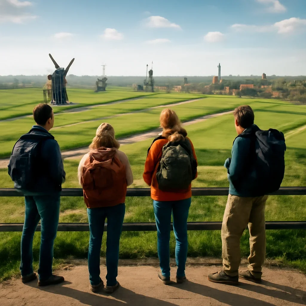 Travellers pausing at a viewpoint in Netherlands
