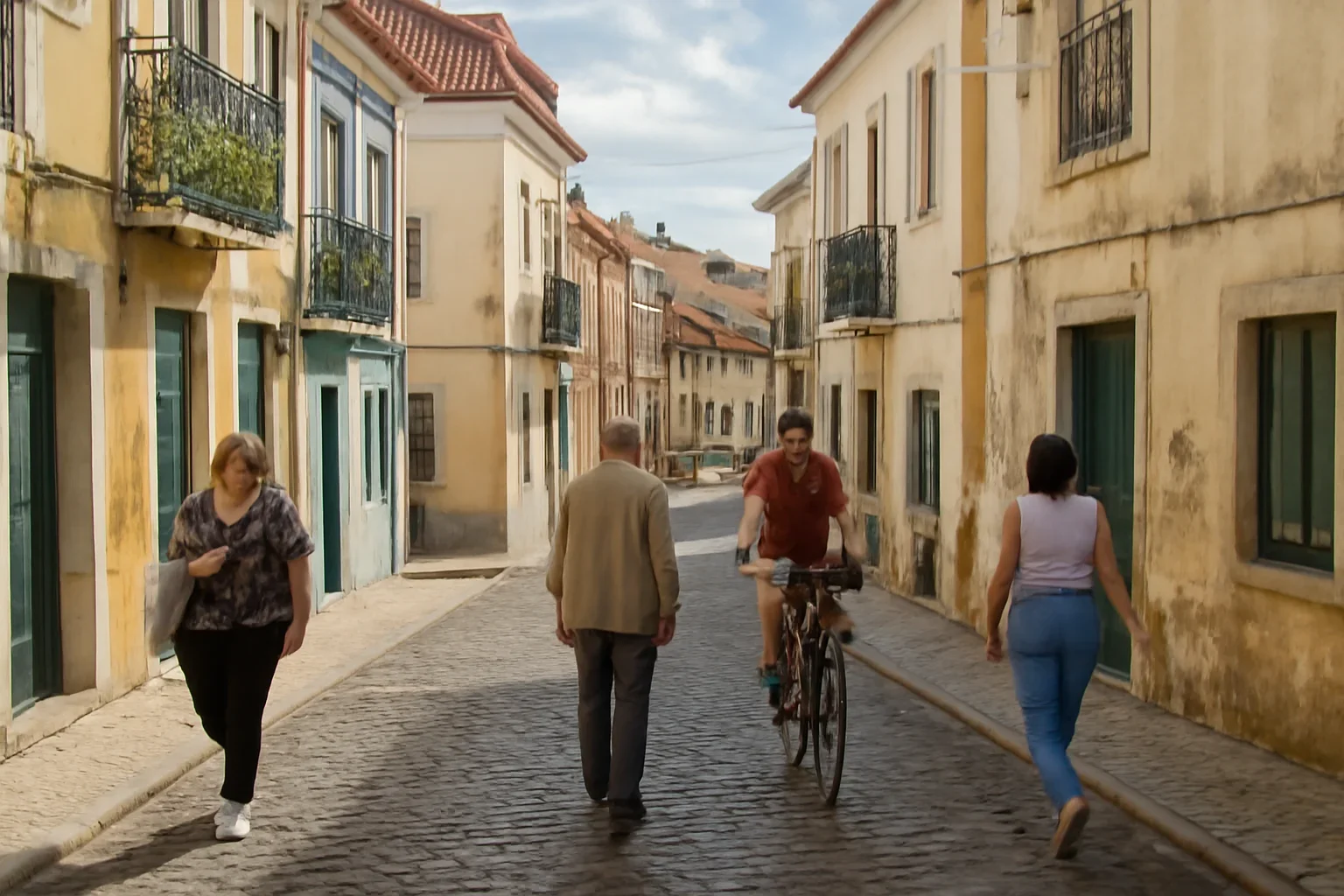 Street scene that captures everyday atmosphere in Portugal